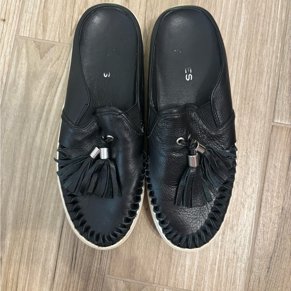 J/SLIDES Black Leather Loafers
